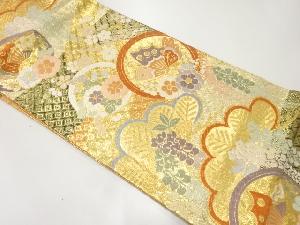 佐賀錦　唐織　松藤に花蝶模様織出し袋帯